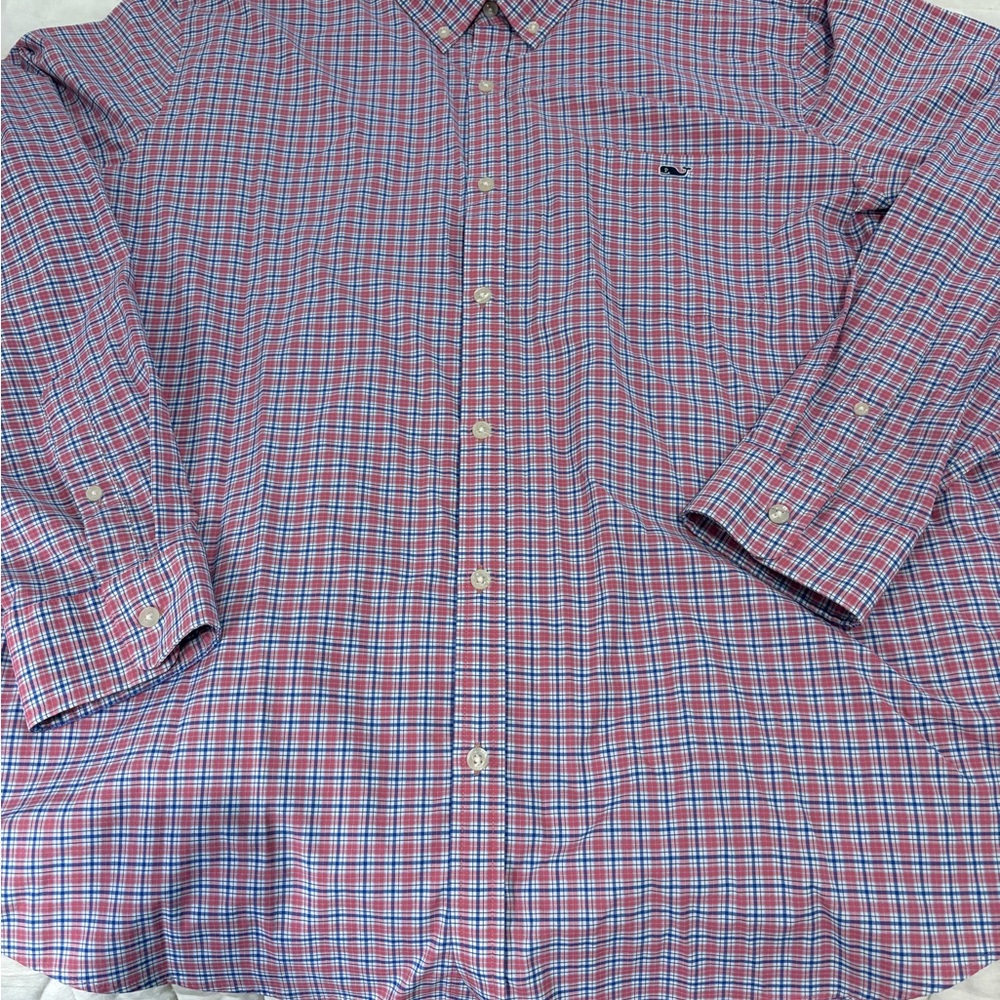 Vineyard Vines Pink and Blue Plaid Shirt